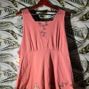 vintage blue fish pink dress